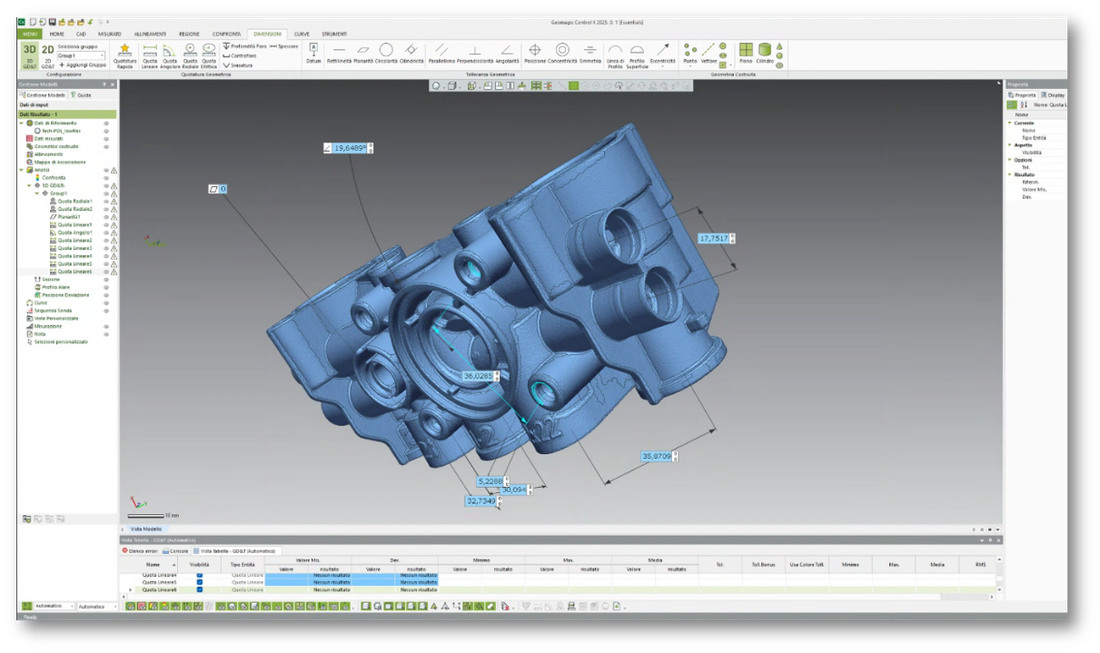 Schermata software con un componente tridimensionale